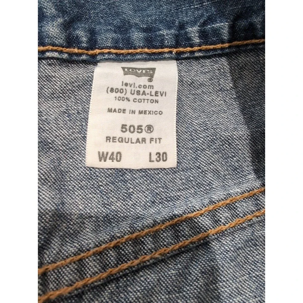 VINTAGE '03 LEVI'S 505 MEN'S BLUE JEANS Regular Straight SZ 40X30 Med Wash EUC